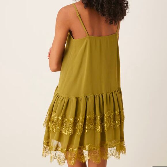 ASOS Cami Tiered Ruffle Mini Olive Dress Size 8 - Picture 3 of 16